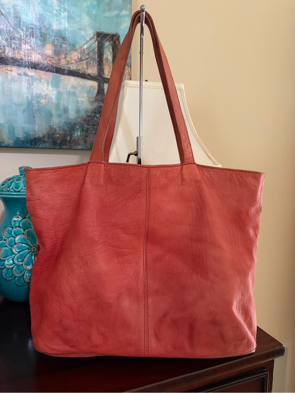 Scully vintage American Flag suede and leather zip top tote bag and NWT scarf - Picture 4 of 14